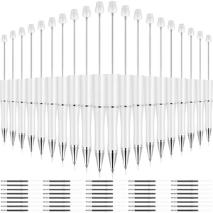 image:imageOutus 20 Pcs Beadable Pens Plastic Bead Pens Bulk Colored Black Ink Beaded Pen Cute DIY Pen Extra Refills for Make Gifts for Women Men Wedding Easter Graduation Gift Office SuppliesMacaroon ColorWhite