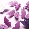 image:imageOutus 120 Pieces 3D Layered Butterfly Wall Decor  Removable Butterfly Stickers Hollow Mural Decals for Birthday Cake Decorations Crafts Bouquet Flower ArrangementsPurple