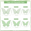 image:imageOutus 120 Pieces 3D Layered Butterfly Wall Decor  Removable Butterfly Stickers Hollow Mural Decals for Birthday Cake Decorations Crafts Bouquet Flower ArrangementsSage Green