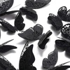 image:imageOutus 120 Pieces 3D Layered Butterfly Wall Decor  Removable Butterfly Stickers Hollow Mural Decals for Birthday Cake Decorations Crafts Bouquet Flower ArrangementsBlack