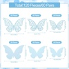 image:imageOutus 120 Pieces 3D Layered Butterfly Wall Decor  Removable Butterfly Stickers Hollow Mural Decals for Birthday Cake Decorations Crafts Bouquet Flower ArrangementsBaby Blue