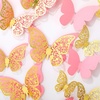 image:imageOutus 120 Pieces 3D Layered Butterfly Wall Decor  Removable Butterfly Stickers Hollow Mural Decals for Birthday Cake Decorations Crafts Bouquet Flower ArrangementsGold