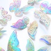 image:imageOutus 120 Pieces 3D Layered Butterfly Wall Decor  Removable Butterfly Stickers Hollow Mural Decals for Birthday Cake Decorations Crafts Bouquet Flower ArrangementsHolographic Silver