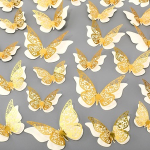image:imageOutus 120 Pieces 3D Layered Butterfly Wall Decor  Removable Butterfly Stickers Hollow Mural Decals for Birthday Cake Decorations Crafts Bouquet Flower ArrangementsWhite