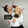 image:imageOutus 24 Pieces Photo Booth Props Birthday with Stick Happy Birthday Weddings Graduation Prom Bday Wedding New Year Party Supplies Funny Photo Booth Pose Signs Selfie for Men WomenWhite GoldWhite  Gold