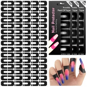 image:imageOutus 150 Pcs U Shape Nail Polish Protector Peel Off Tape MulticolorBlack