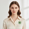 image:imageCrystal Flower Brooch Pin for Women Rhinestone Floral Lapel Jewelrygreen