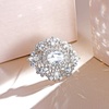 image:imageEVER FAITH Womens Oval wMarquise Crystal Elegant Vintage Banquet Hollow Filigree BroochClear SilverTone