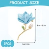 image:imageFlower Brooch for Women Vintage Enamel Leaf Botanical Pinblue