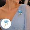 image:imageFlower Brooch for Women Vintage Enamel Leaf Botanical Pinblue