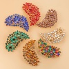 image:imageLAXPICOL Vintage Austrian Crystal Flower Leaf Bouquet Clusters Large Big Brooch Pin for Women Gold Tonepurple