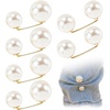 image:imagePearl Brooches for Women Faux Pearl Shawl Pins Sweater Clip Decorative Safety Pins Pant Hem Clips Length Adjuster2styles beige 8pcs