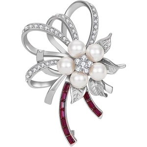 image:imageChic Pearl Crystal Brooch Pins for Women Girls Fashion Shawl Pin Corsage Brooch Party Ceremony Accessories Dance Banquet PinsLWA00079