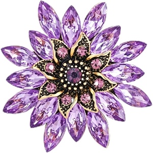 image:imageCrystal Flower Brooch Pin for Women Rhinestone Floral Lapel JewelryPurple