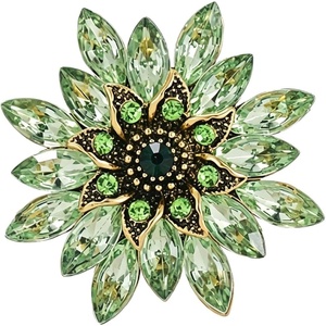 image:imageCrystal Flower Brooch Pin for Women Rhinestone Floral Lapel Jewelrygreen