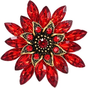 image:imageCrystal Flower Brooch Pin for Women Rhinestone Floral Lapel Jewelryred