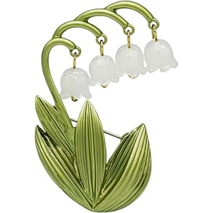 image:imageFlower Brooch for Women Vintage Enamel Leaf Botanical PinGreen