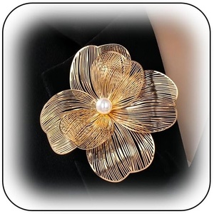 image:imageLarge Gold Layered Flowers Brooches for Women Filigree Lapel PinsGold