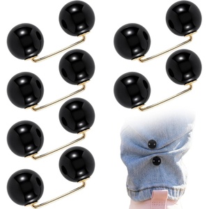 image:imagePearl Brooches for Women Faux Pearl Shawl Pins Sweater Clip Decorative Safety Pins Pant Hem Clips Length Adjusterstyle1 black 8pcs