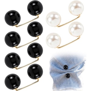 image:imagePearl Brooches for Women Faux Pearl Shawl Pins Sweater Clip Decorative Safety Pins Pant Hem Clips Length Adjusterstyle1 black beige 8pcs