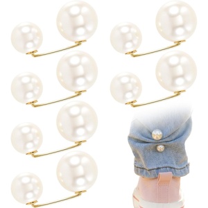image:imagePearl Brooches for Women Faux Pearl Shawl Pins Sweater Clip Decorative Safety Pins Pant Hem Clips Length Adjusterstyle2 beige 8pcs