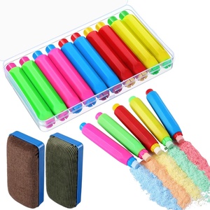 image:imageOutus 10 Pieces Colorful Plastic Chalk Holder Adjustable Chalk Clips with Storage Case and 2 Pieces Magnetic Chalkboard Erasers for Office Whiteboard Doodling Drawing Writing Supplies