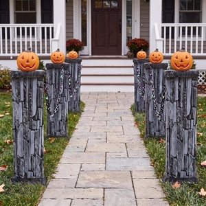 image:imageOutus 22 Pcs Halloween Fence Decorations Kit Cemetery Fence Outdoor DecorPumpkin Fence