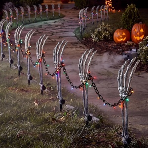 image:imageOutus 22 Pcs Halloween Fence Decorations Kit Cemetery Fence Outdoor DecorSkeleton Stakes