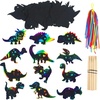 image:imageOutus 120pcs Scratch Dinosaur Craft Art Kits for Kids with 48 Scratch Dinosaur Paper24 Wooden Styluses and 48 Ribbons for Theme Birthday Party Game SuppliesMedium