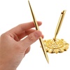 image:imageOutus 2 Pieces Wedding Pens for Guest Book Signing Pen with Metal Hollow Round Holder Stand Set for Wedding Bridal Engagement Reception SuppliesGoldGold