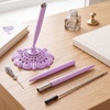 image:imageOutus 2 Pieces Wedding Pens for Guest Book Signing Pen with Metal Hollow Round Holder Stand Set for Wedding Bridal Engagement Reception SuppliesGoldPurple
