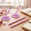 image:imageOutus 2 Pieces Wedding Pens for Guest Book Signing Pen with Metal Hollow Round Holder Stand Set for Wedding Bridal Engagement Reception SuppliesGoldPurple