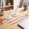 image:imageOutus 2 Pieces Wedding Pens for Guest Book Signing Pen with Metal Hollow Round Holder Stand Set for Wedding Bridal Engagement Reception SuppliesGoldWhite