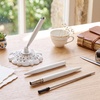image:imageOutus 2 Pieces Wedding Pens for Guest Book Signing Pen with Metal Hollow Round Holder Stand Set for Wedding Bridal Engagement Reception SuppliesGoldWhite