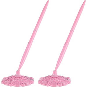 image:imageOutus 2 Pieces Wedding Pens for Guest Book Signing Pen with Metal Hollow Round Holder Stand Set for Wedding Bridal Engagement Reception SuppliesGoldPink