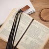 image:imageOutus Bible Ribbon Bookmarks Leather TagSimpleBlackBlack
