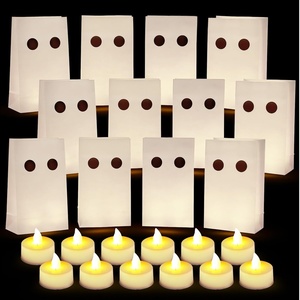 image:imageOutus 24 Pcs Luminaries Paper Bags with LED Tea Lights Pumpkin ExpressionGhost Expression