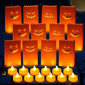 image:imageOutus 24 Pcs Luminaries Paper Bags with LED Tea Lights Pumpkin ExpressionPumpkin Expression