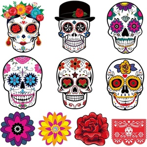 image:imageOutus 50 Pcs Day of The Dead Decorations for Altar Sugar Skull Cutouts for Halloween Mexican Fiesta Party Supplies Day of The Dead Cutouts Bulletin Board Wall Decor