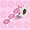 image:imageOutus 500 Pcs Breast Cancer Awareness Stickers 15 Inch Pink Ribbon Round