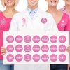 image:imageOutus 500 Pcs Breast Cancer Awareness Stickers 15 Inch Pink Ribbon Round
