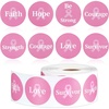 image:imageOutus 500 Pcs Breast Cancer Awareness Stickers 15 Inch Pink Ribbon Round