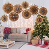 image:imageOutus 9 Pcs Christmas Hanging Decorations Candy Paper Fans Red and GreenGingerbread