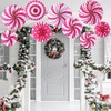 image:imageOutus 9 Pcs Christmas Hanging Decorations Candy Paper Fans Red and GreenPink and White