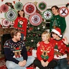 image:imageOutus 9 Pcs Christmas Hanging Decorations Candy Paper Fans Red and GreenUgly Sweater