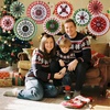 image:imageOutus 9 Pcs Christmas Hanging Decorations Candy Paper Fans Red and GreenUgly Sweater