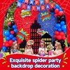 image:imageOutus Spider Web Arch Backdrop Cover Balloons Skyscraper City Boxes Set 72ft6ft Birthday Party Decorations for Photo Props Indoor Outdoor Cosplay Wedding Baby Shower Halloween Backdrop DecorSpider Web