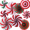image:imageOutus 9 Pcs Christmas Hanging Decorations Candy Paper Fans Red and GreenSweet