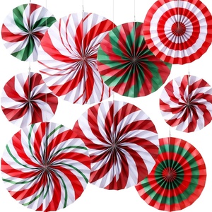 image:imageOutus 9 Pcs Christmas Hanging Decorations Candy Paper Fans Red and GreenSweet