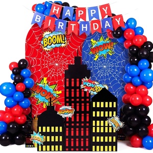 image:imageOutus Spider Web Arch Backdrop Cover Balloons Skyscraper City Boxes Set 72ft6ft Birthday Party Decorations for Photo Props Indoor Outdoor Cosplay Wedding Baby Shower Halloween Backdrop DecorSpider Web